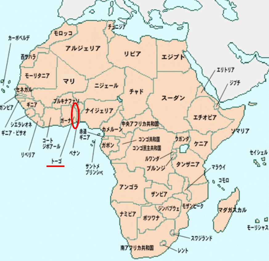 トーゴ共和国の地図